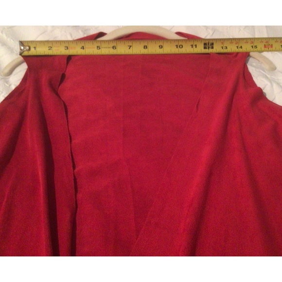 Women’s Large, Red Fringed  Vest, Suede like material - Picture 3 of 4